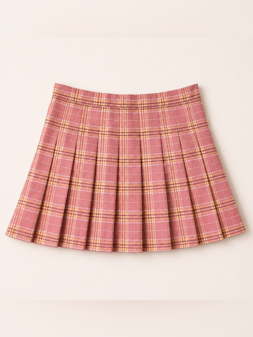 Pink Plaid Pleated Skort Y2K Preppy Tennis Mini Skirt Built In Shorts
